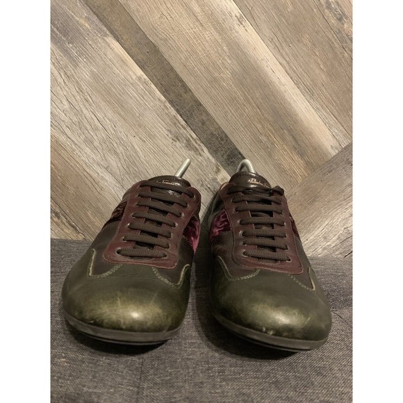Salvatore Ferragamo Mens Size 10.5 Brown Leather Suede Sneakers Tennis 5512 016U main image 4